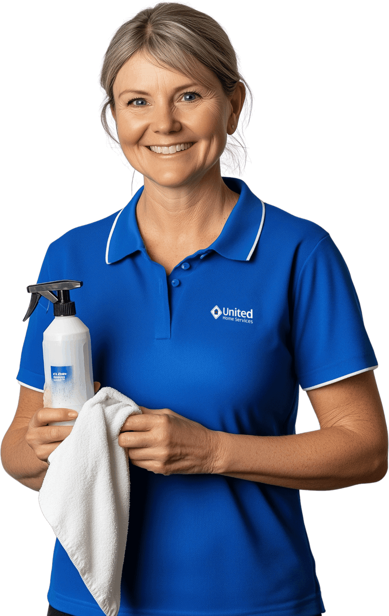 Cleaning supplies and equipment for home services.